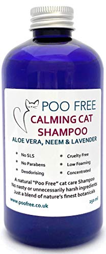 99% Natural CHAMPÚ - SUAVE PARA GATOS - ALOE VERA, NEEM & LAVANDA - 250ml por POO FREE. pH Equilibrado. Sin Sulfatos, Sin Parabenos, Sin Silicona. Concentrado, Limpia, Calma, Hidrata, Alivia.