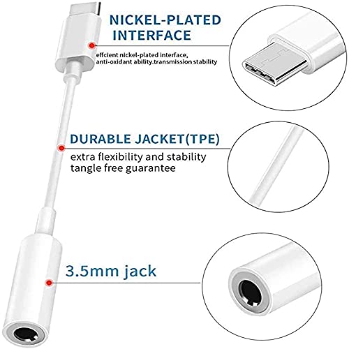 Adaptador USB C a Jack 3.5mm, USB Tipo C a Audio Auricular Mini Jack 3,5 mm, Cable Convertidor de USB Type C para Samsung, Huawei, Xiaomi, OnePlus, Otros Android, PC Y Mac