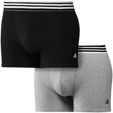 adidas 2 calzoncillos Performance ESS tipo bóxer, color gris y negro, multicolor, S