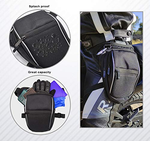 AHR Quality Pernera Moto Riñonera Moto Bolso Pierna Moto Riñonera Pierna Lateral Táctica Hombre Mujer 3 Bolsillos y Doble Sujeción