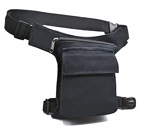 AHR Quality Riñonera Pierna con Correa Pierna Extraíble Riñonera Lateral Pernera Moto Hippie con Cremallera, 3 Bolsillos y Doble Sujeción Unisex