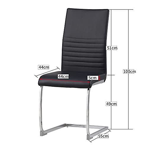 Albatros Silla Cantilever BURANO Set de 4 sillas Negro, SGS Probado