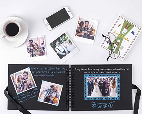 Álbum de fotos para álbumes de recortes Inicia, 80 páginas, kit con tijeras y 216 esquinas de fotos más 2 rollos de cintas de encaje, perfecto para regalos o para ti mismo.