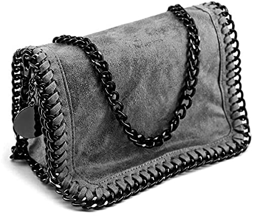 ALEXANDER MILANO Bolsos de Bandolera para Mujer de Cadena Bolso de Crossbody Pequeño Hobo (Gris)