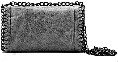 ALEXANDER MILANO Bolsos de Bandolera para Mujer de Cadena Bolso de Crossbody Pequeño Hobo (Gris)