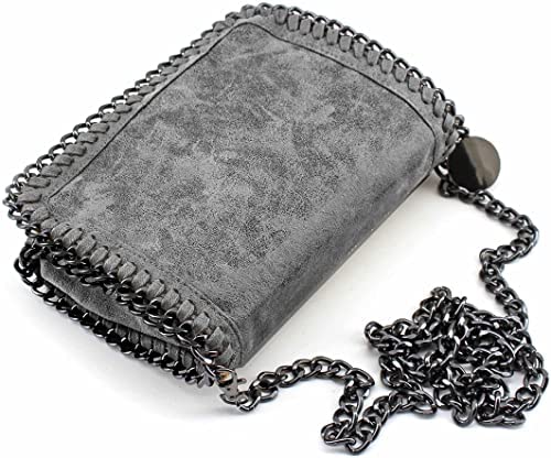 ALEXANDER MILANO Bolsos de Bandolera para Mujer de Cadena Bolso de Crossbody Pequeño Hobo (Gris)
