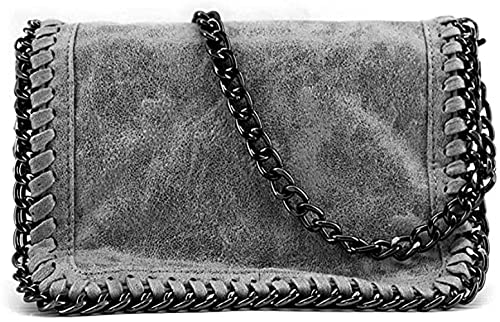 ALEXANDER MILANO Bolsos de Bandolera para Mujer de Cadena Bolso de Crossbody Pequeño Hobo (Gris)