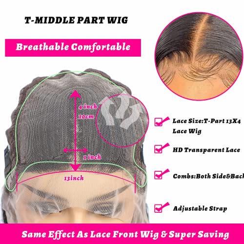 ALIPOP Pelucas mujer pelo natural humano pelucas cabello natural rizado negra larga T lace front wig human hair wig body wave peluca 24inch(60cm)