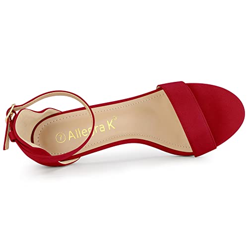 Allegra K Women's Suede Ankle Strap High Stiletto Heels Sandals Red US 7.5/UK 5.5/EU 38