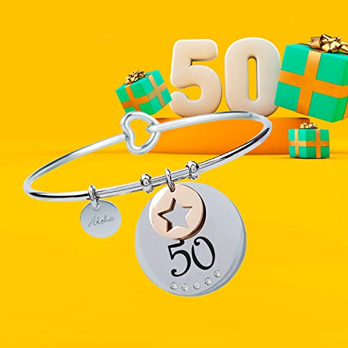 Aloha Pulsera de acero para cumpleaños 18, 30, 40 y 50, Cristal Acero aleado