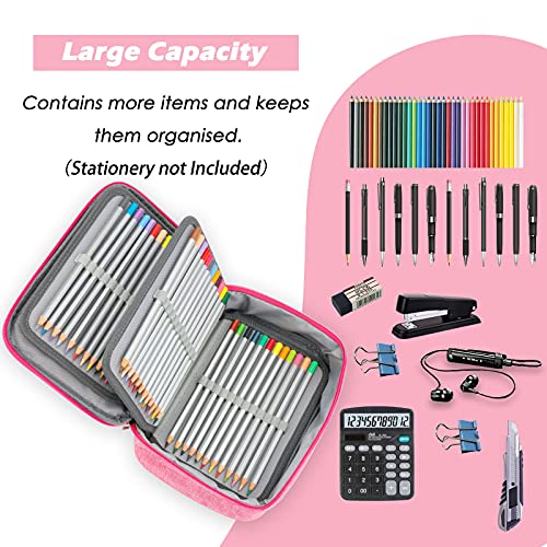 AMGOMH Estuches, 72 ranuras portalápices Caja de lápiz de Estudiantes Organizador Estuche Escolar de caso lapices de colores lápiz bolsa de arte dibujo Estuches Escolares Pencil Case (Rosa)