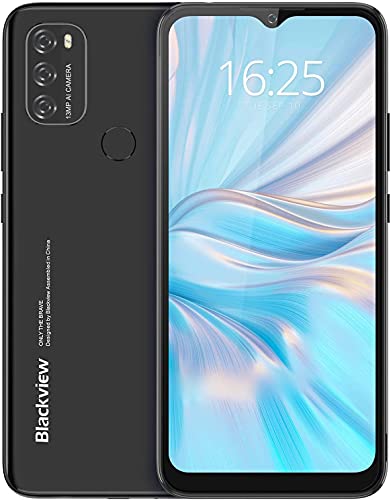 Android 11 Teléfono Móvil Libres, Blackview A70 5380mAh Baterí Octa-Core 3GB+32GB 256GB Ampliables, 4G Smartphone 6,52 Pulgadas Triple Cámara 13MP+5MP, Huella Digital/Face ID/GPS/FM (Negro)