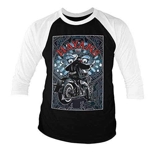 AQUAMAN Licenciado Oficialmente Distressed Shield Baseball Camisa de Manga 3/4 para Hombre (Negro-Blanco), XX-Large