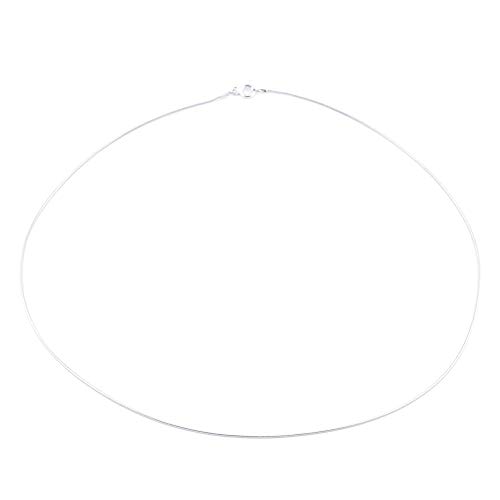 ARITZI - Collar - Fina Plata De Ley 925 - Cadena Cola de Ratón - 0,80 mm - con Largo de 40 cm. Fabricado en Italia con baño de Rodio.