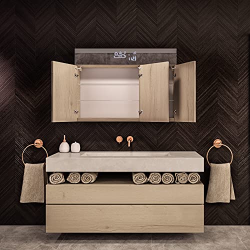 Artforma Armario de Baño con Espejo e Iluminado LED con 3-Puerta (100 x 72 x 16,6 cm) | 17 Color del Producto para Elegir | Armario de Pared