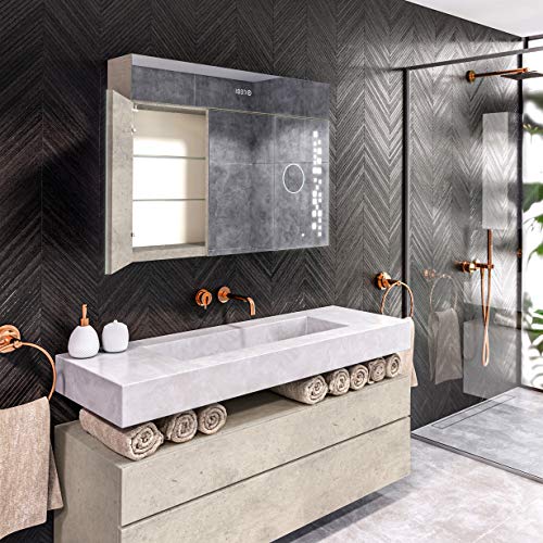 Artforma Armario de Baño con Espejo e Iluminado LED con 3-Puerta (100 x 72 x 16,6 cm) | 17 Color del Producto para Elegir | Armario de Pared
