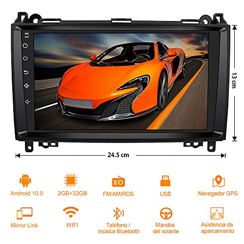 AWESAFE Android 10.0 [2GB+32GB] Radio Coche con Pantalla Táctil 9 Pulgadas para Mercedes-Benz, Autoradio para Clase A W169/Clase B W245/Clase V W639/Vito/Viano/W906/Sprinter 2500/3000, con Bluetooth