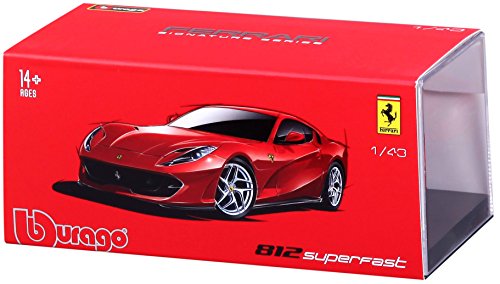 Bburago Ferrari 812-Coche superrápido (Escala 1:43), Color Rojo Oscuro (18-36908RD)