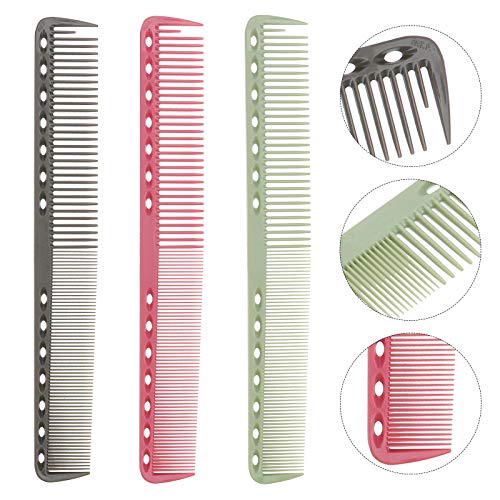 Beaupretty 3 Piezas Peine de Salón Profesional Peluquería Peines de Resina Resistentes Al Calor Peines de Barbero para Estilista de Salón (Gris Rosado Y Verde)