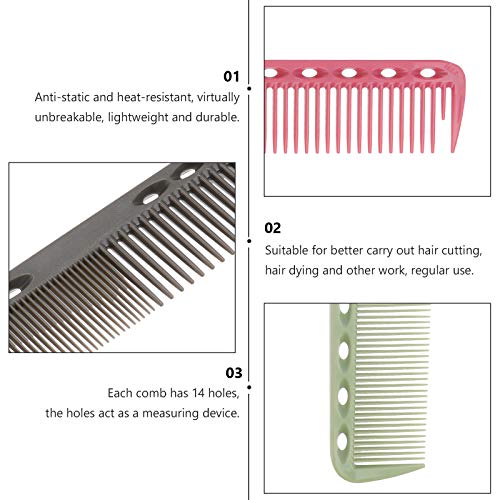 Beaupretty 3 Piezas Peine de Salón Profesional Peluquería Peines de Resina Resistentes Al Calor Peines de Barbero para Estilista de Salón (Gris Rosado Y Verde)