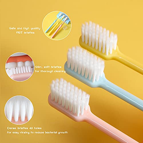 bebelife 6 cepillos de dientes PCE adultos cepillos de dientes manuales suaves medio extra limpio cepillo de dientes para dientes sensibles mujeres embarazadas niños mayores