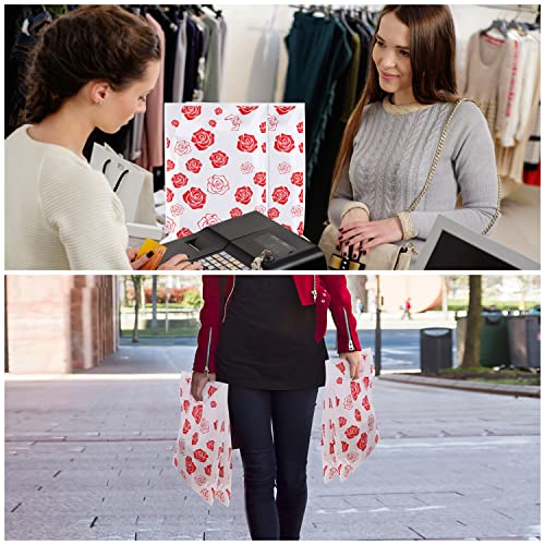 BELLE VOUS Bolsas de Plastico para Tiendas (Pack de 100) 30 x 38,3 cm – Brillantes Bolsas Plastico con Asas para Fiestas/Regalitos, Tiendas de Ropa/Abarrotes y Bolsas de Regalo
