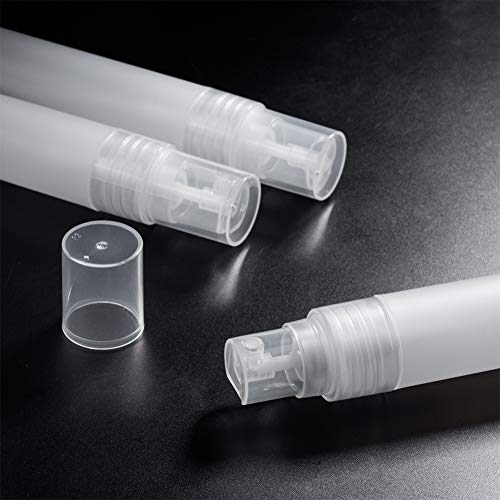 BENECREAT 12 Pack 20ml Botella de Plástico Esmerilada Vacía de Aerosol de Niebla Rellenable con 4 Embudos， 4 Pipetas, y 2 Bombas de Plástico para Aceites Esenciales, Productos de Belleza Orgánicos