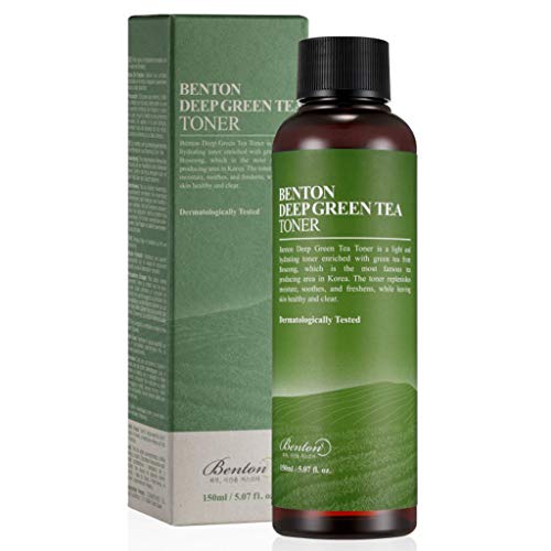 BENTON Deep Green Tea Toner 150 (5.07 fl.oz.) - Tónico facial nutritivo e hidratante para piel grasa y sensible, calmante y purificante de la piel