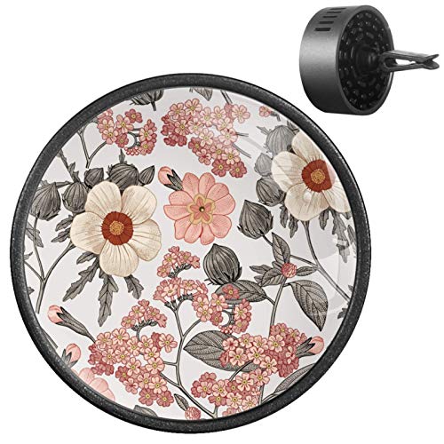 BestIdeas 2 clips de ventilación para coche con impresiones de hibisco heliotropo de flores silvestres, fragancia Frangipani difusor de aceites esenciales
