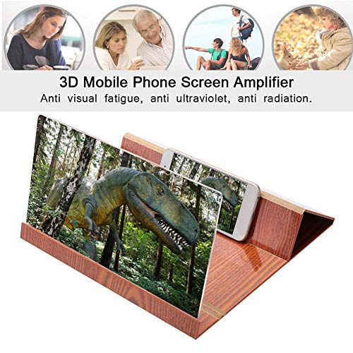 Bewinner Amplificador de Pantalla de teléfono de 12 Pulgadas Amplificador de Pantalla de Video móvil Plegable de Madera 4-6 Veces Ampliación Amplificador de Pantalla de teléfono