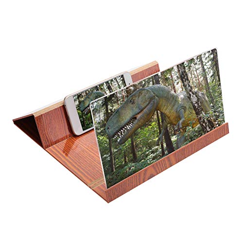 Bewinner Amplificador de Pantalla de teléfono de 12 Pulgadas Amplificador de Pantalla de Video móvil Plegable de Madera 4-6 Veces Ampliación Amplificador de Pantalla de teléfono