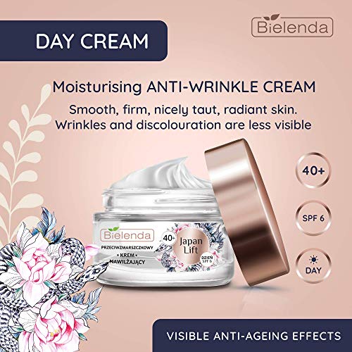 Bielenda Japan Lift - Crema hidratante antiarrugas para el día suave, firme, agradable y decolorante son menos visibles - Japan Lift Crema facial antiarrugas hidratante 40+ Day Spf 6-50 ml