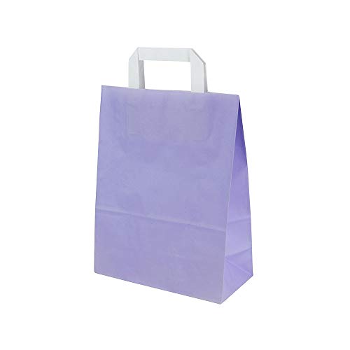 BIOZOYG Bolsas de Papel con Asas Planas 80g 22+10x31cm I Bolsas de Papel Kraft robustas I Bolsas de Regalo Grandes para Fiesta I Bolsas con Fondo sólido 25 Bolsas de Papel Violeta
