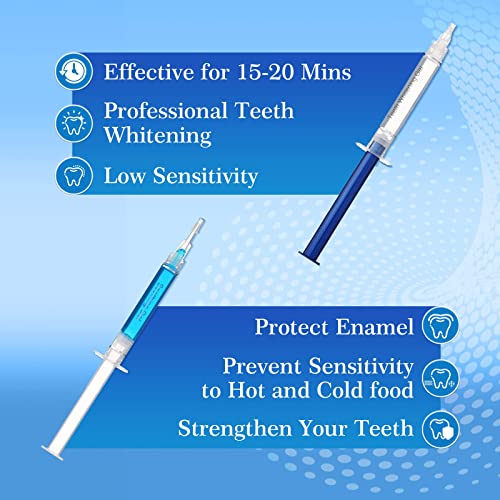 Blanqueador Dental Profesional,Kit de Blanqueamiento Dientes-12*Gel Blanqueamiento,3*Gel Calmante,Hilo Dental,Kit de Blanqueamiento Dental Reutilizable,Seguro y Suave,Cuidado Dental Completo Hogar