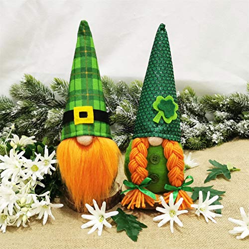 Bohaluo Juego de 2 gnomos irlandeses San Patricio, regalos del día de San Patricio, duende nórdico, sueco, primavera y marzo, gnomo, felpa, hecho a mano, escandinavo, tomte elfo enano para el hogar