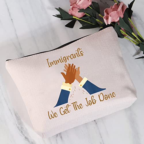 Bolsa de maquillaje para inmigrantes Hamilton Regalo musical Inmigrantes Hacemos El Trabajo Con Cremallera Bolsa Cosmética Hamilton Broadway Regalo Hamilton Fans Regalos, beige, Maletín de belleza