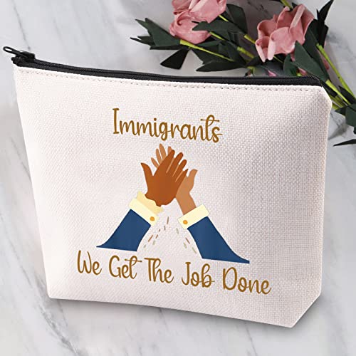 Bolsa de maquillaje para inmigrantes Hamilton Regalo musical Inmigrantes Hacemos El Trabajo Con Cremallera Bolsa Cosmética Hamilton Broadway Regalo Hamilton Fans Regalos, beige, Maletín de belleza