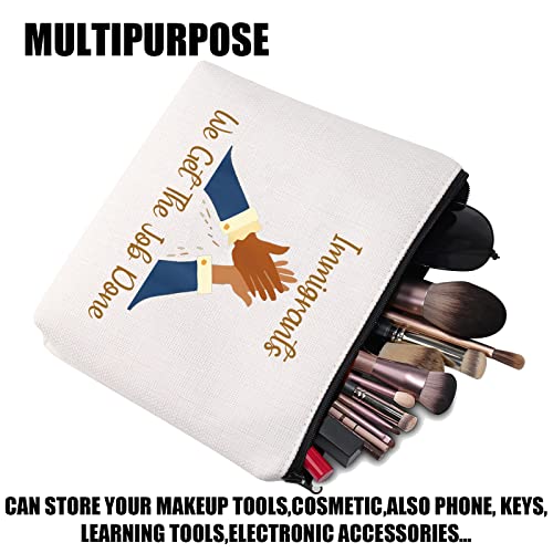 Bolsa de maquillaje para inmigrantes Hamilton Regalo musical Inmigrantes Hacemos El Trabajo Con Cremallera Bolsa Cosmética Hamilton Broadway Regalo Hamilton Fans Regalos, beige, Maletín de belleza