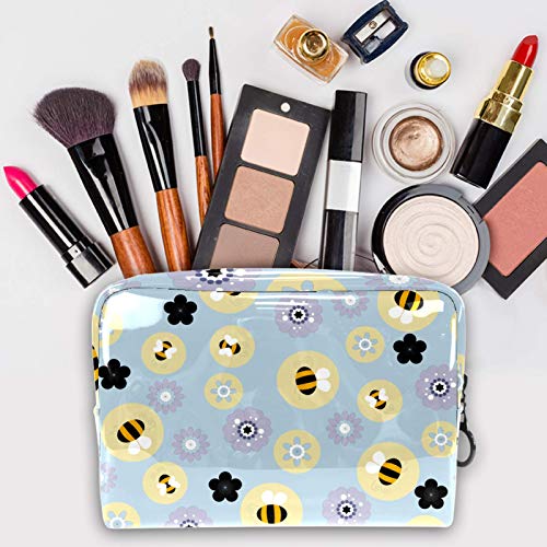 Bolsa de maquillaje para mujeres, niñas, hombres, abejas y flores