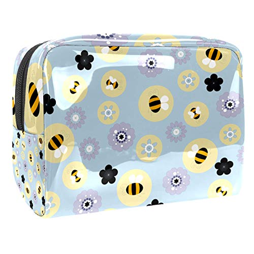 Bolsa de maquillaje para mujeres, niñas, hombres, abejas y flores