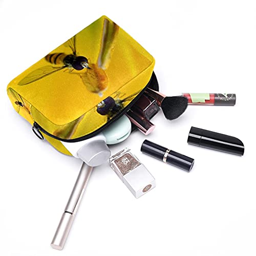 Bolsa de maquillaje portátil de viaje grande para cosméticos, neceser, maquillaje, afeitadora, para hombres, mujeres y niñas, abeja reúne miel