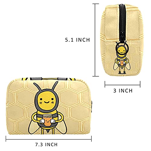 Bolsa de maquillaje portátil de viaje grande para cosméticos, neceser, maquillaje, afeitadora, para hombres, mujeres y niñas, animales de abeja