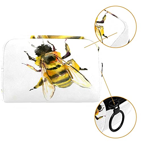 Bolsa de maquillaje portátil de viaje grande para cosméticos, neceser maquillaje caja de afeitar para hombre mujeres y niñas abeja amarillo