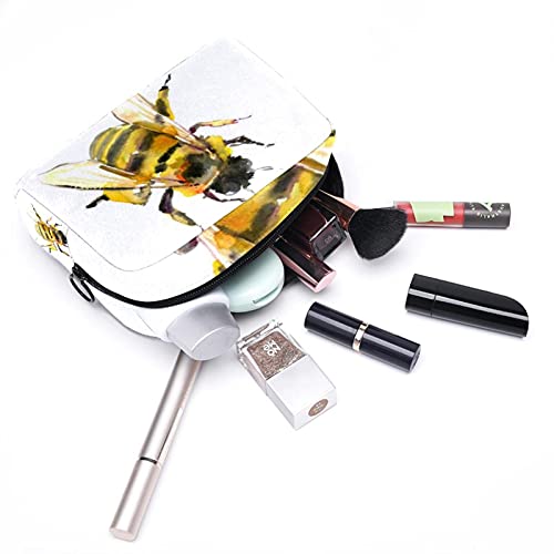 Bolsa de maquillaje portátil de viaje grande para cosméticos, neceser maquillaje caja de afeitar para hombre mujeres y niñas abeja amarillo