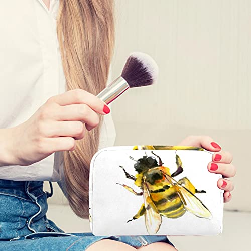 Bolsa de maquillaje portátil de viaje grande para cosméticos, neceser maquillaje caja de afeitar para hombre mujeres y niñas abeja amarillo