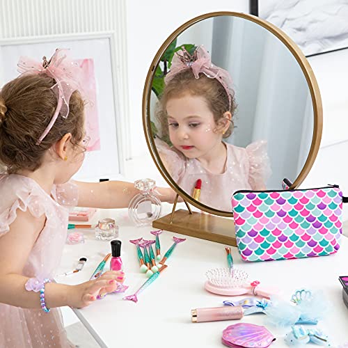 Bolsas de Aseo para Chica - Estuches de Maquillaje Bolsas de Maquillaje de Viaje Impermeable Escama de Sirena Estuches Escolares Bolsa Pochette para Cosméticos Neceseres de Viaje
