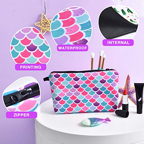 Bolsas de Aseo para Chica - Estuches de Maquillaje Bolsas de Maquillaje de Viaje Impermeable Escama de Sirena Estuches Escolares Bolsa Pochette para Cosméticos Neceseres de Viaje