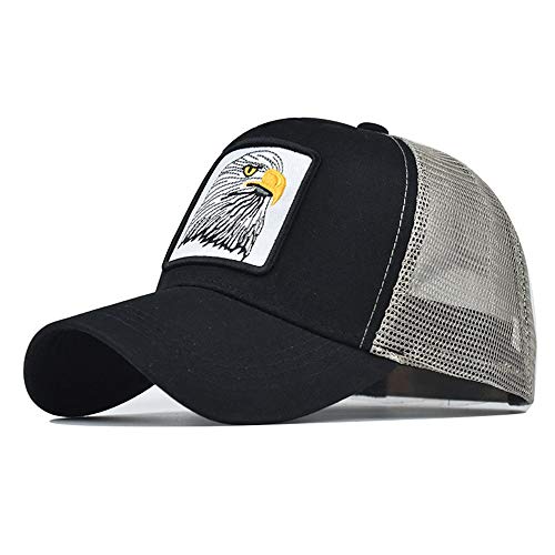 Bonfor Gorras de Hombre Baratas Animales de Malla Respirable, Gorras de Hombre Beisbol Vintage Bordado, Sombrero Mujer Verano para Unisex Adulto (Águila~Negro, Circunferencia:54-60 cm)