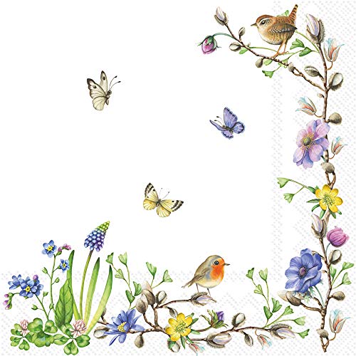Boston International IHR 3-Ply Servilletas de papel, Flores de Pascua