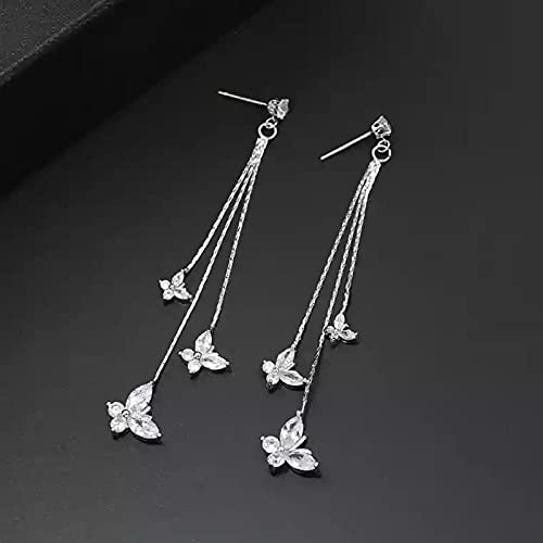 BOUDDA Larga Borla Mariposa Pendientes de Gota Color de Plata 2021 Moda Colgante Mujeres Pendientes Joyería Girls Regalos Colgante Colgante Pendientes-O2